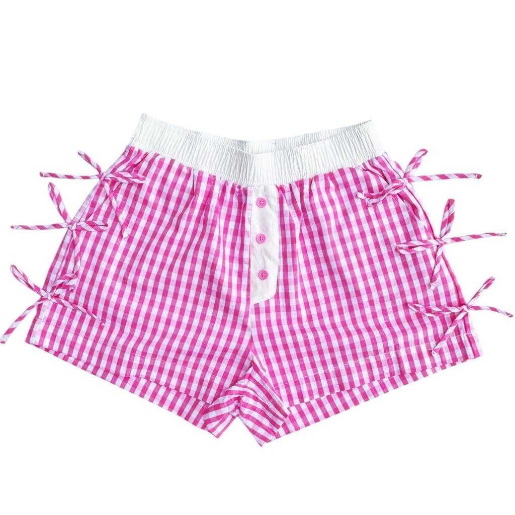BB-4828 Button Bow Gingham Boxer Short Pink Unisex T-shirt, Sweatshirt, Hoodie, Long Sleeve Tee - T-Shirt, Sweatshirt, Hoodie