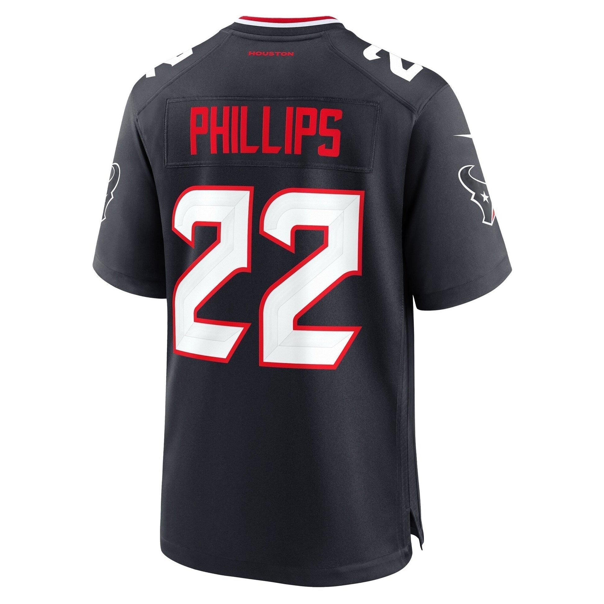 Jacob Phillips Houston Texans Game Jersey - Navy football jersey product view 3