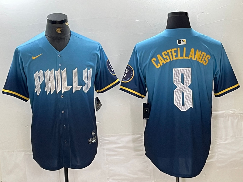 Men's Philadelphia Phillies Nick Castellanos Blue 2024 City Connect Limited Player Jersey baseball jersey product view 1