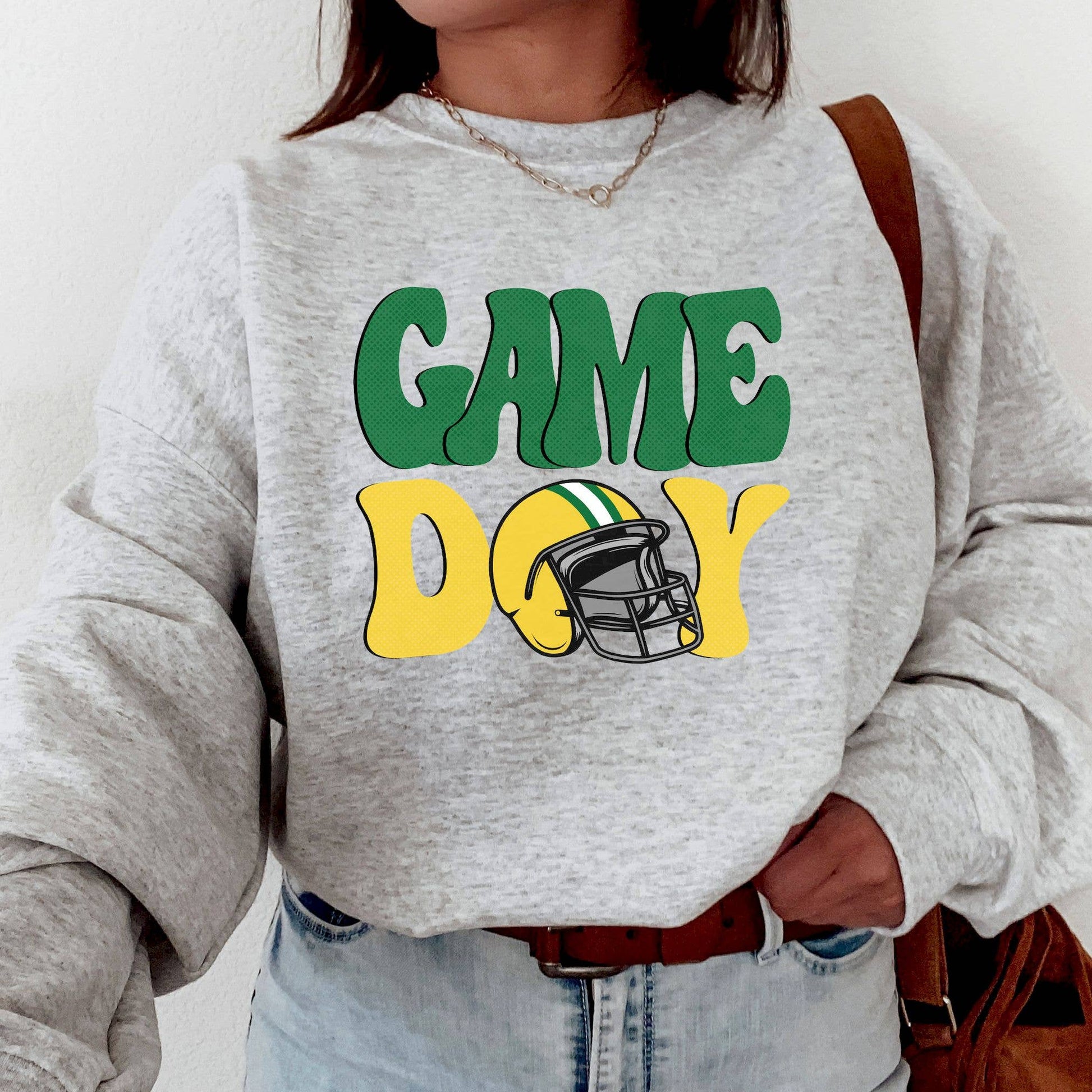 Retro Green Bay Football Crewneck - Game Day Sweat Sweatshir Unisex T-shirt, Sweatshirt, Hoodie, Long Sleeve Tee - T-Shirt, Sweatshirt, Hoodie