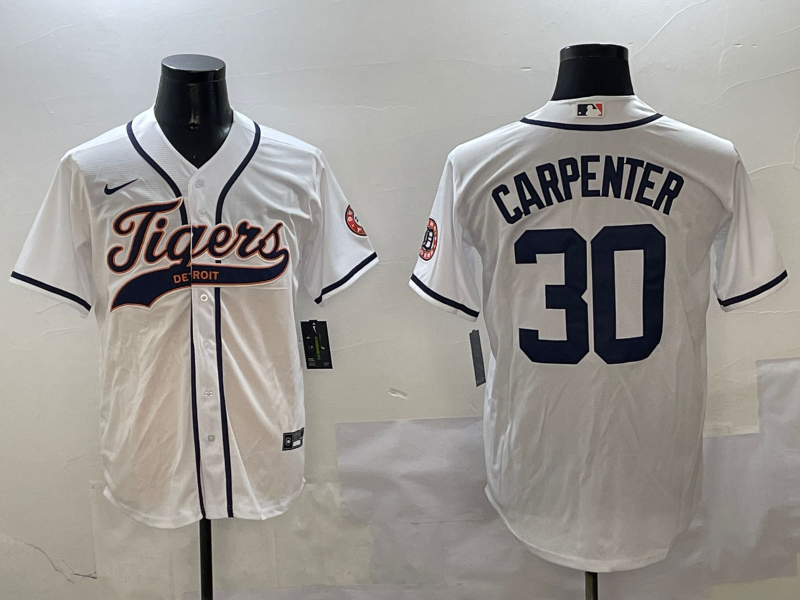 Men's Detroit Tigers Kerry Carpenter #30 White Player Jersey baseball jersey product view 1