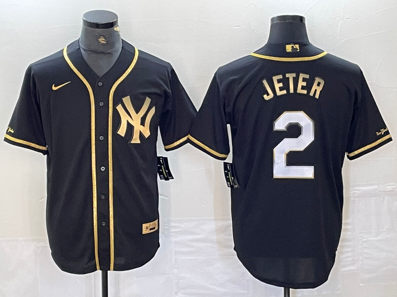 Men's New York Yankees Derek Jeter Black Fashion Stitched Jersey baseball jersey product view 1