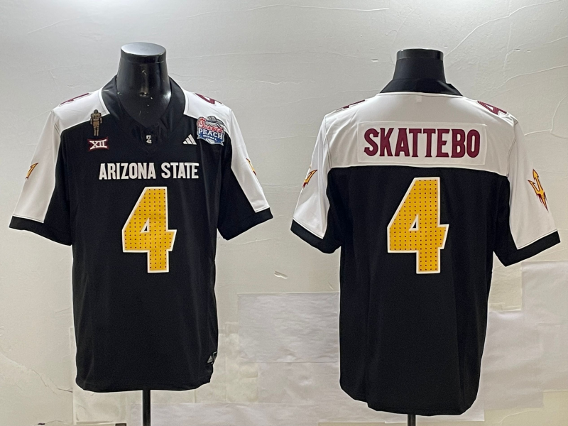 Men's Arizona State Sun Devils Cameron Skattebo #4 Black Player Game Jersey sports jersey product view 1