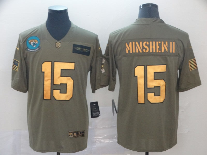 Men's Jacksonville Jaguars Gardner Minshew II #15 Brown Game Player Jersey1 football jersey product view 1