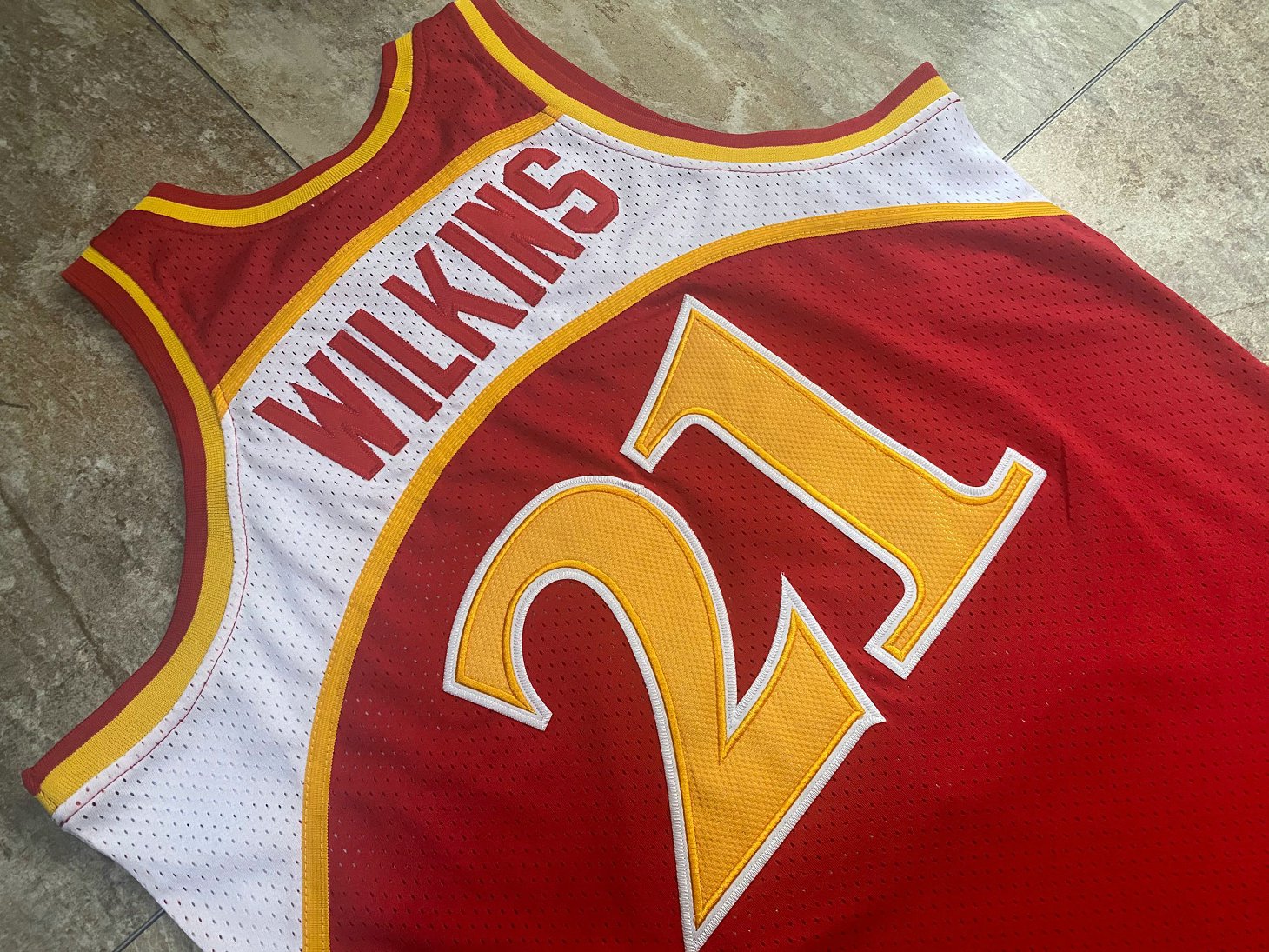 Hawks 21# Wilkins Red MN sports jersey product view 2