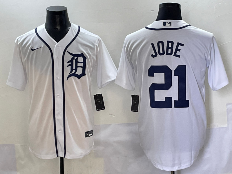 Men's Detroit Tigers Jackson Jobe White Home Replica Player Jersey baseball jersey product view 1
