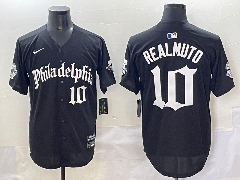 Men's Philadelphia Phillies J.T. Realmuto #10 Black Replica Player Jersey baseball jersey product view 1