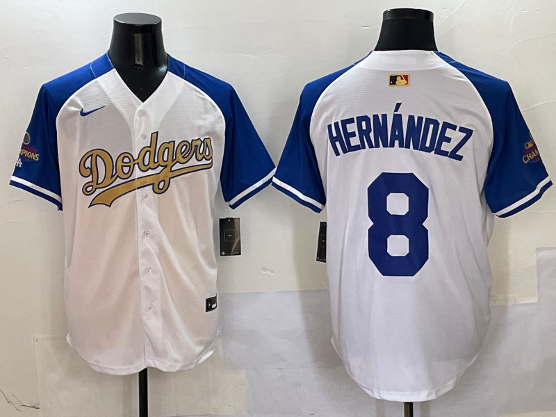 Men's Los Angeles Dodgers Enrique Hernandez #8 White Team Jersey baseball jersey product view 1