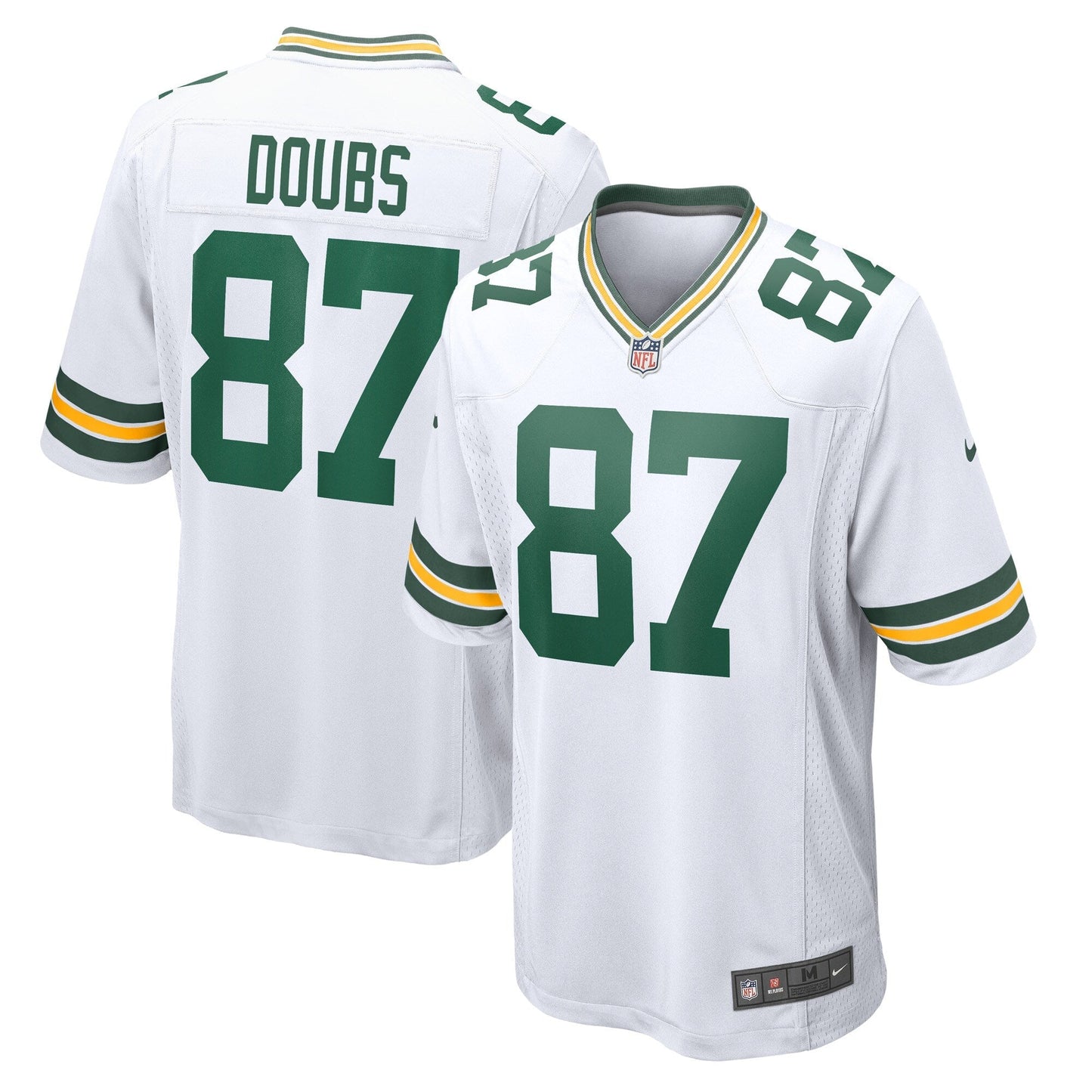 Romeo Doubs Green Bay Packers Game Jersey - White football jersey product view 1