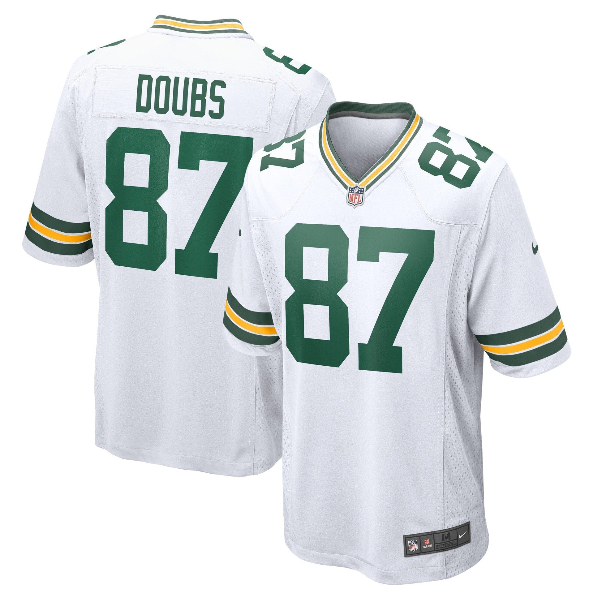 Romeo Doubs Green Bay Packers Game Jersey - White football jersey product view 1