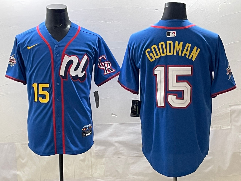 Men's National League Hunter Goodman #15 Blue 2025 All-Star Edition Limited Player Jersey baseball jersey product view 1