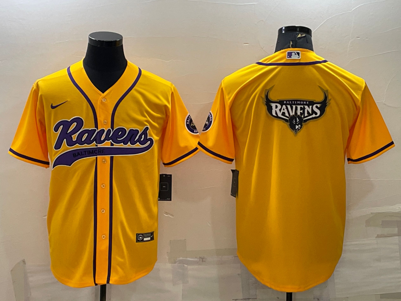 Men's Baltimore Ravens Yellow Game Jersey1 football jersey product view 1