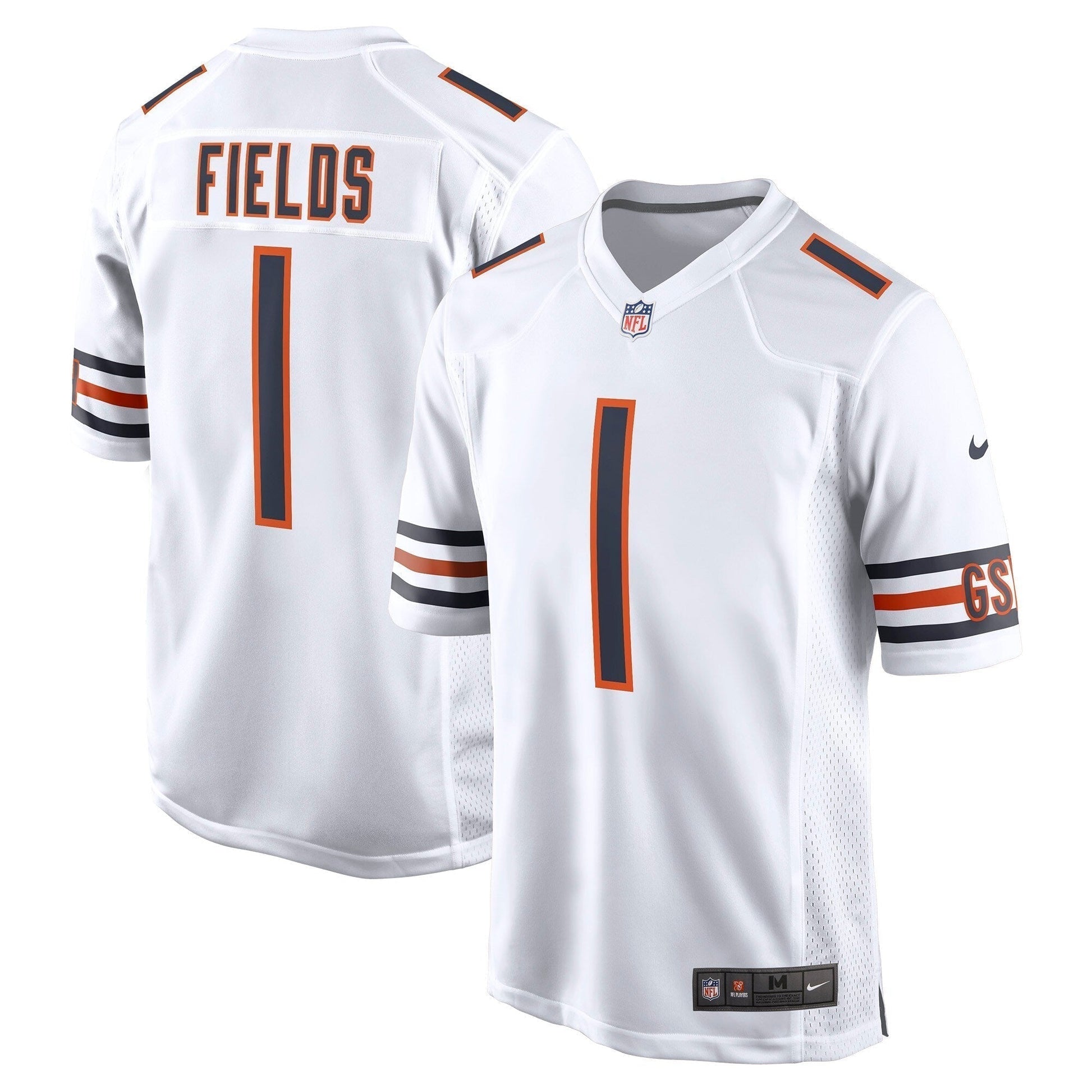 Justin Fields Chicago Bears Game Jersey - White football jersey product view 1
