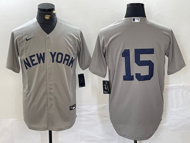Men's New York Yankees Thurman Munson Gray Replica Player Name Jersey baseball jersey product view 1