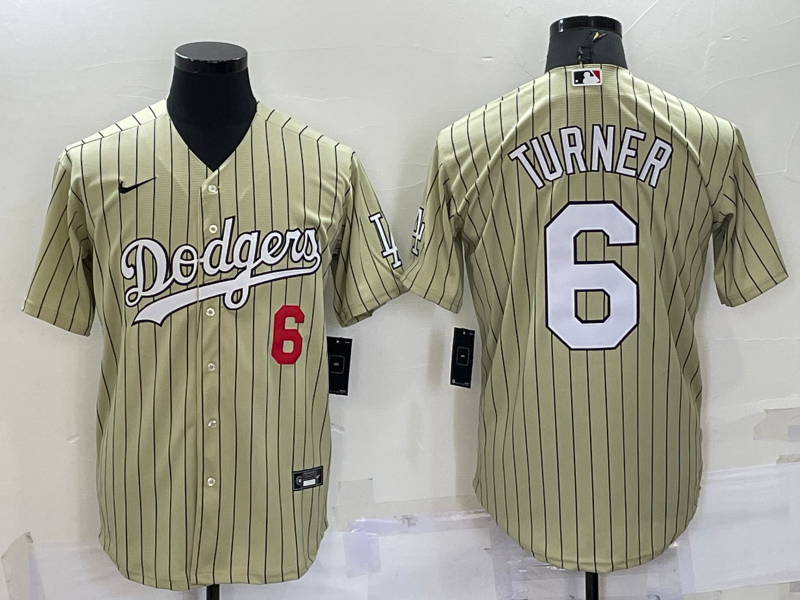Men's Los Angeles Dodgers Trea Turner #6 Gold Replica Baseball Jersey1 baseball jersey product view 1
