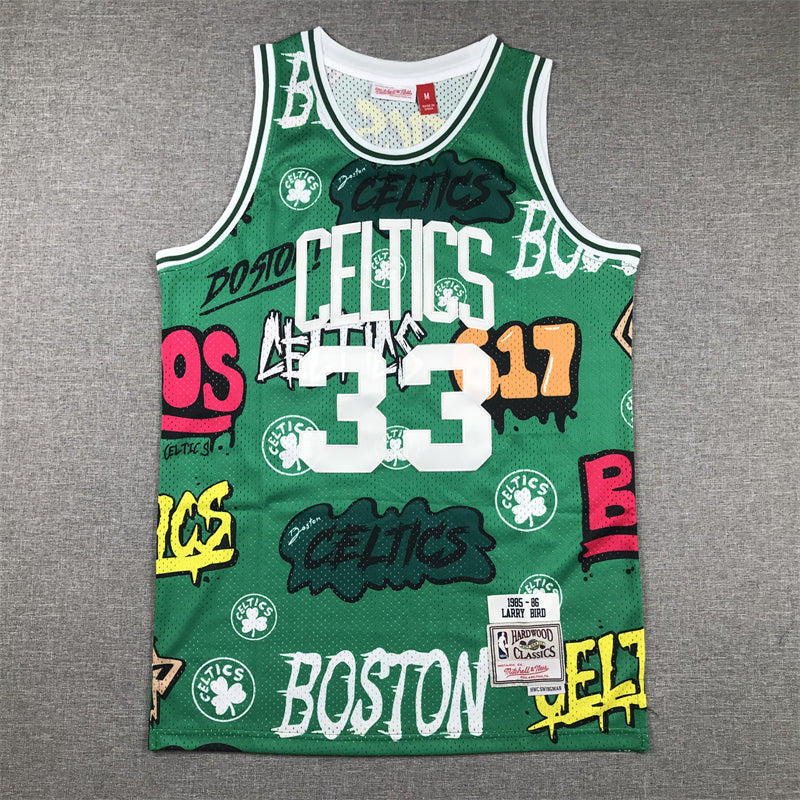 Celtics #33 Graffiti Jersey basketball jersey product view 1