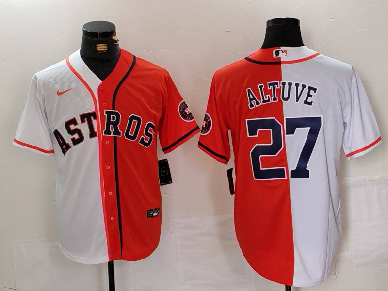 Men's Houston Astros Jose Altuve White/Orange Limited Player Jersey baseball jersey product view 1