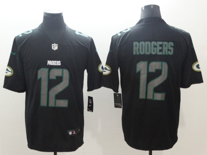 Men's Green Bay Packers #12 Aaron Rodgers Black Alternate Game Jersey1 football jersey product view 1