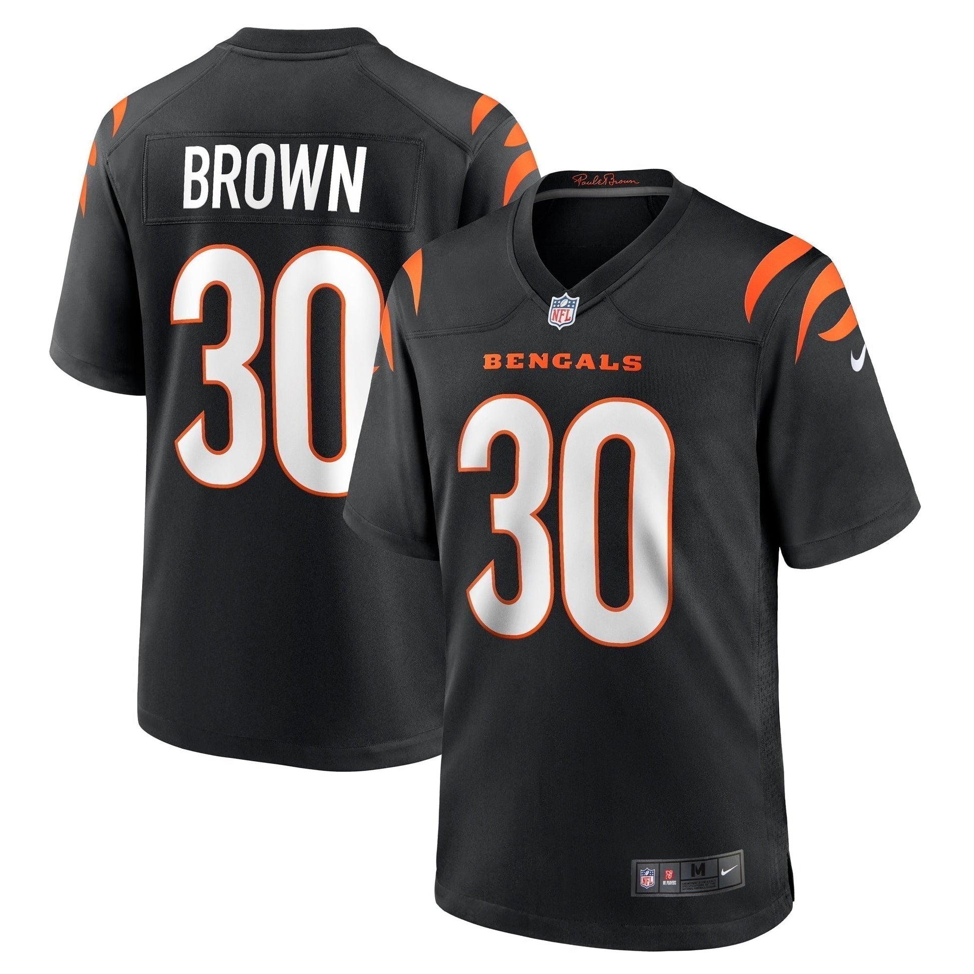 Chase Brown Cincinnati Bengals Team Game Jersey - Black football jersey product view 1