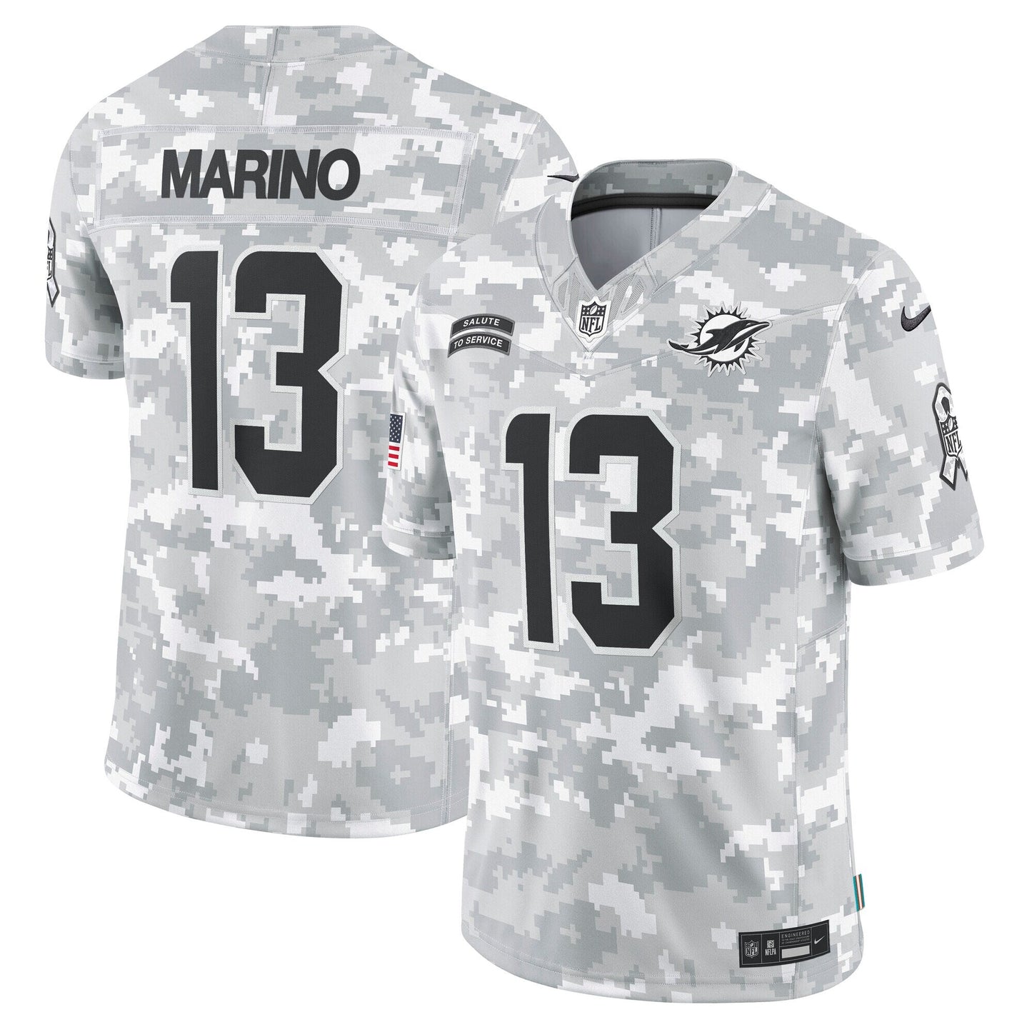 Dan Marino Miami Dolphins 2024 Salute to Service Retired Limited Jersey - Arctic Camo football jersey product view 1