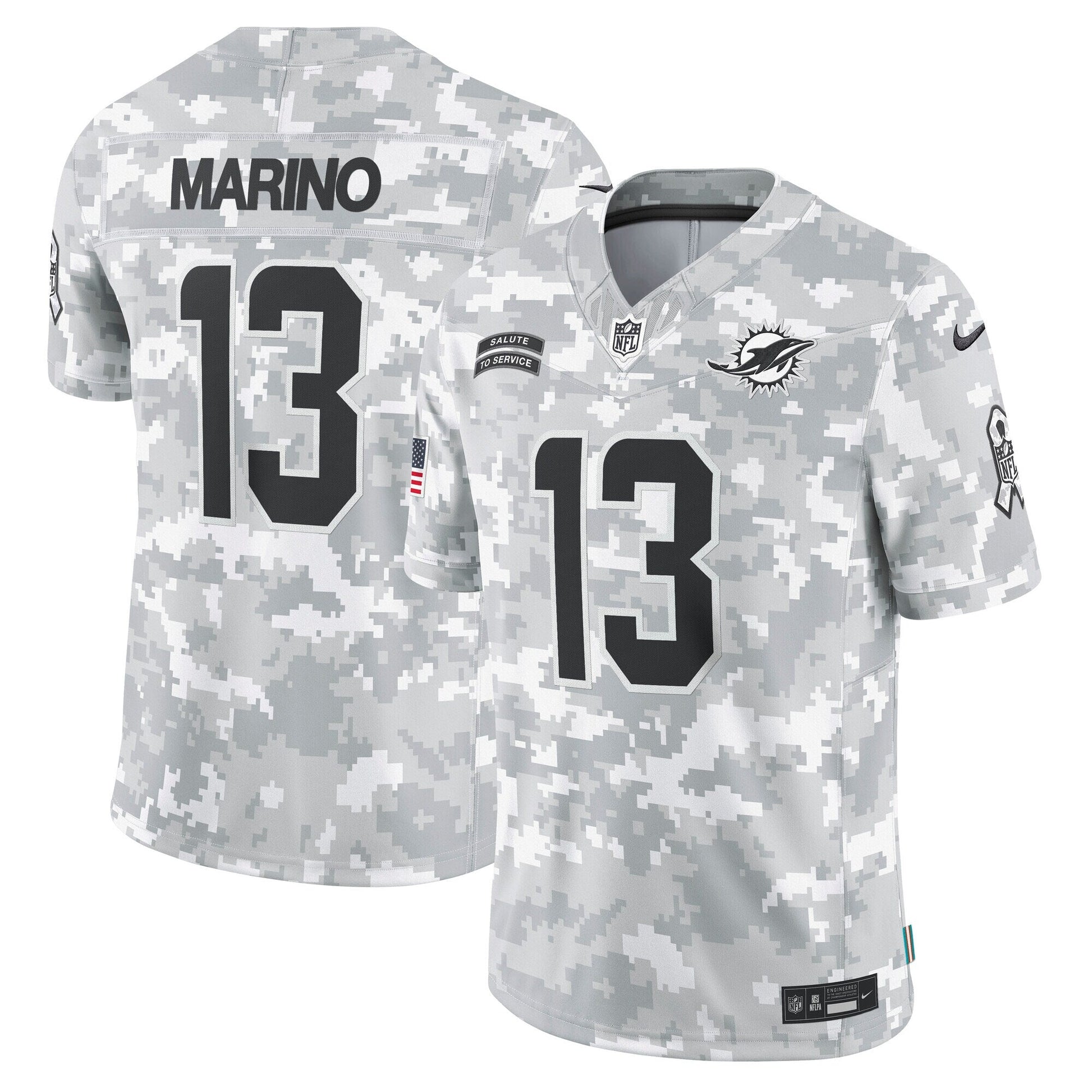 Dan Marino Miami Dolphins 2024 Salute to Service Retired Limited Jersey - Arctic Camo football jersey product view 1