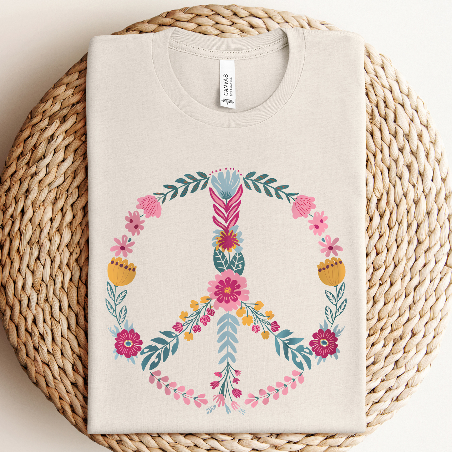 Pink Floral Peace Graphic Tee Unisex T-shirt, Sweatshirt, Hoodie, Long Sleeve Tee - T-Shirt, Sweatshirt, Hoodie