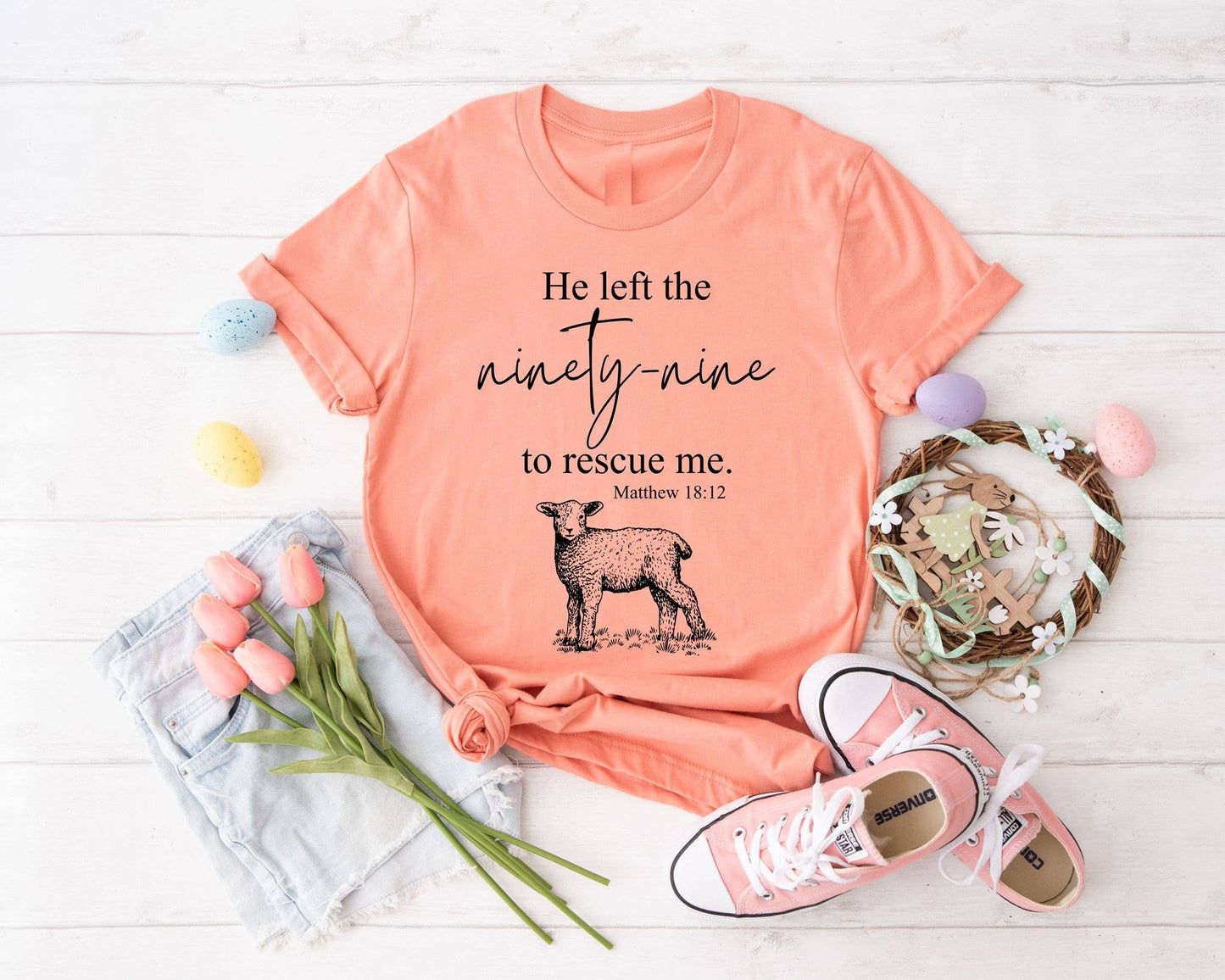 Christian He Left the 99 Coral Bella Women's Graphic Tee Unisex T-shirt, Sweatshirt, Hoodie, Long Sleeve Tee - T-Shirt, Sweatshirt, Hoodie