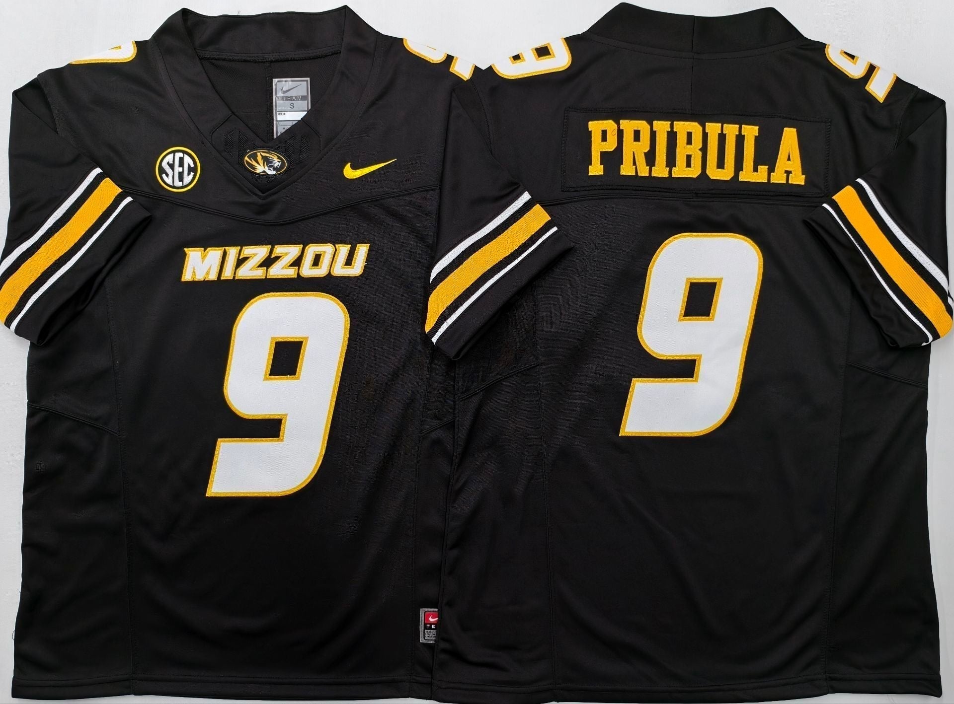 Men's Missouri Tigers Beau Pribula Black Player Jersey sports jersey product view 1