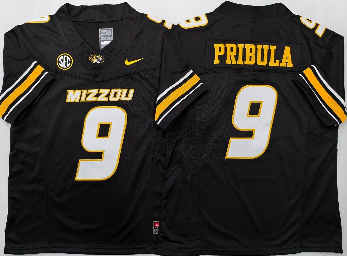 Men's Missouri Tigers Beau Pribula #9 Black Player Jersey sports jersey product view 1
