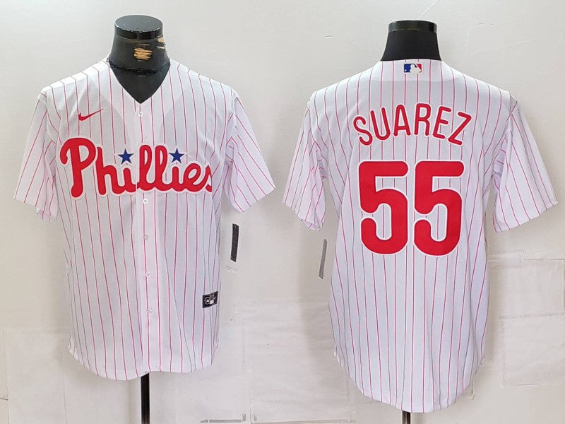 Men's Philadelphia Phillies Ranger Suarez #55 White Home Replica Player Jersey baseball jersey product view 1