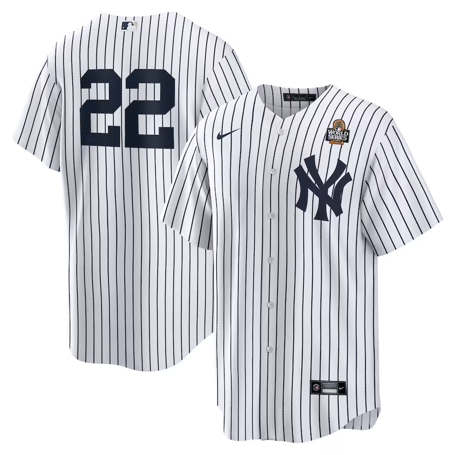 Men's New York Yankees Juan Soto #22 White 2024 World Series Home Replica Player Jersey baseball jersey product view 1