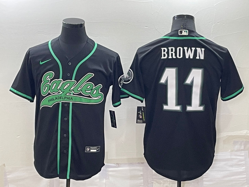 Men's Philadelphia Eagles A.J. Brown Black Game Jersey Joint Edition football jersey product view 1