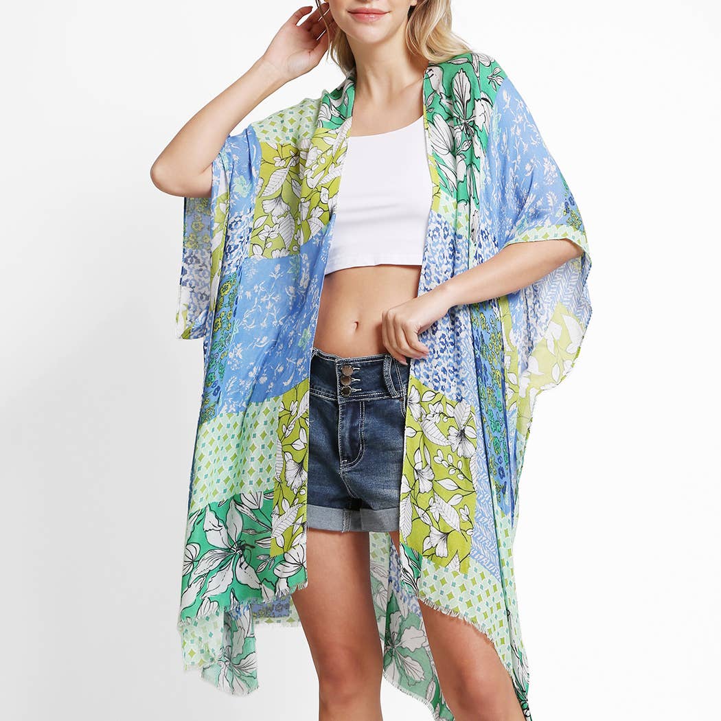 Mixed Floral Print Summer Kimono Cover-Up Unisex T-shirt, Sweatshirt, Hoodie, Long Sleeve Tee - T-Shirt, Sweatshirt, Hoodie