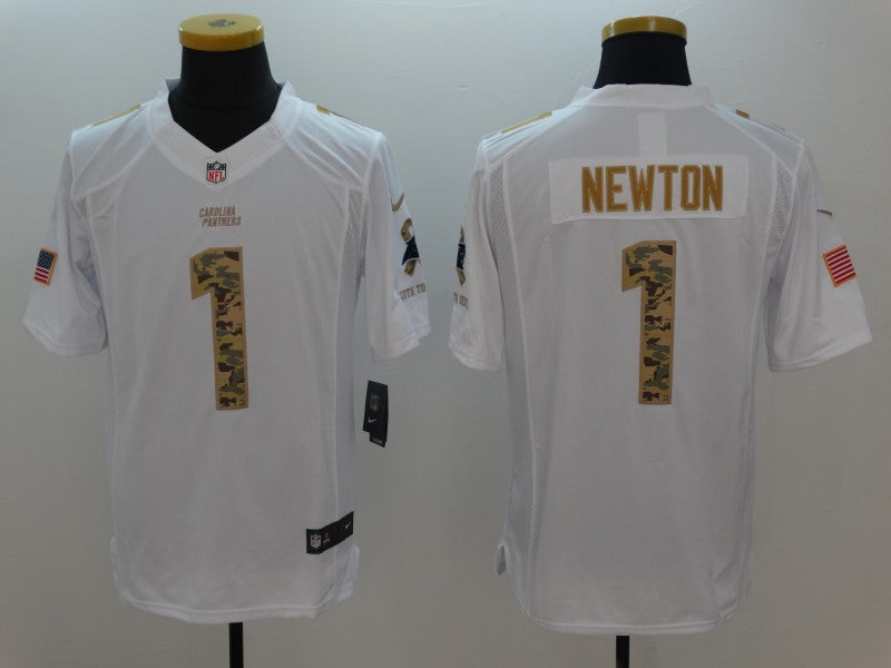 Men's Carolina Panthers Cam Newton #1 White Game Player Jersey1 football jersey product view 1