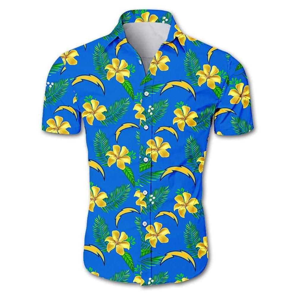 Best Los Angeles Chargers Hawaiian Aloha Shirt For Big Fans Unisex T-shirt, Sweatshirt, Hoodie, Long Sleeve Tee - T-Shirt, Sweatshirt, Hoodie