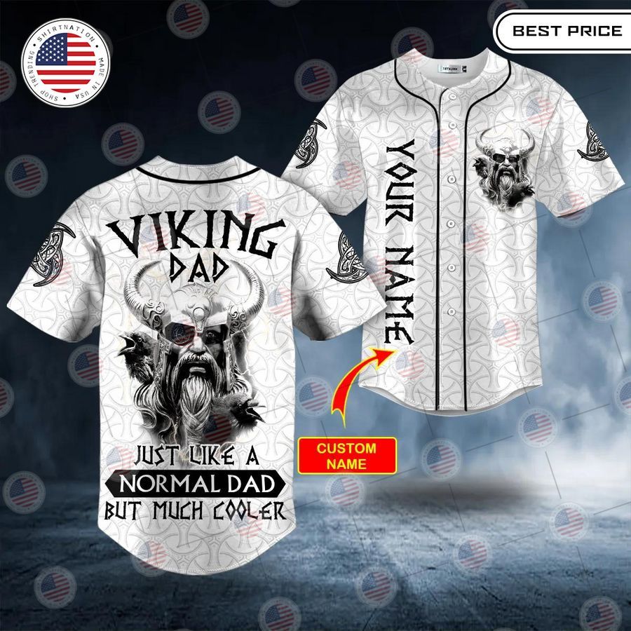 BEST Viking Dad Just Like A Normal Dad But Much Cooler Custom Baseball Jersey Unisex T-shirt, Sweatshirt, Hoodie, Long Sleeve Tee - T-Shirt, Sweatshirt, Hoodie
