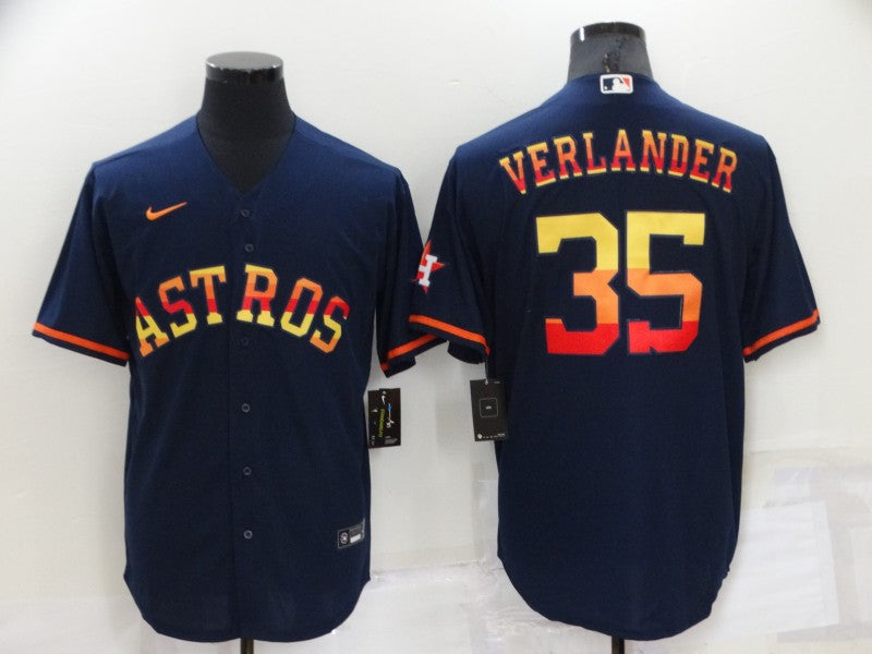 Men's Houston Astros Justin Verlander #35 Navy Replica Player Jersey baseball jersey product view 1