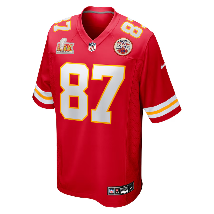 Men's Kansas City Chiefs Travis Kelce Red Super Bowl LIX Game Jersey football jersey product view 2