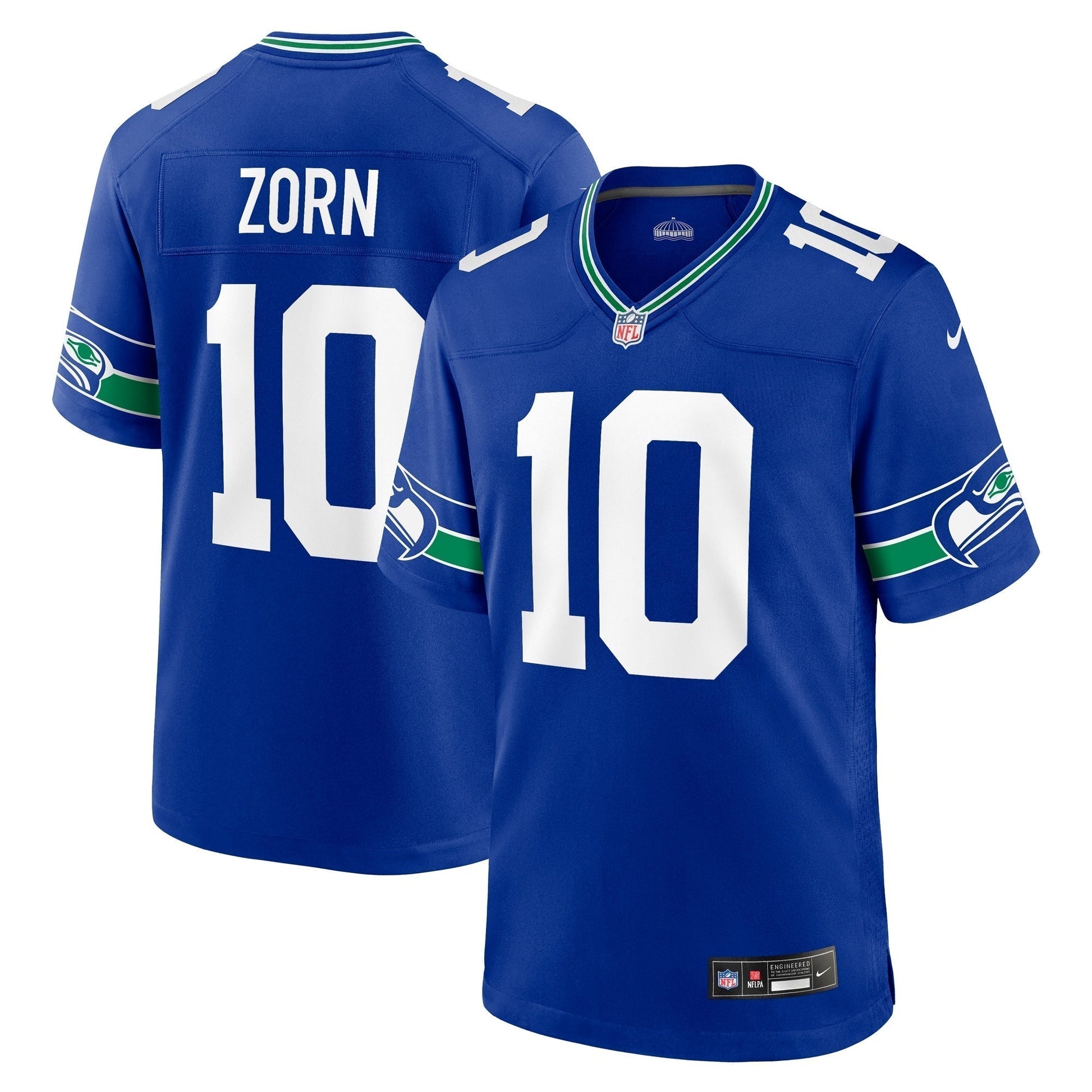 Jim Zorn Seattle Seahawks Throwback Retired Game Jersey - Royal football jersey product view 1