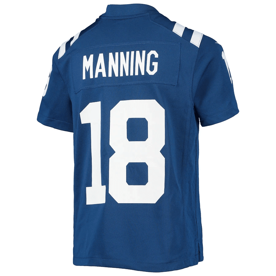 Peyton Manning 18 Indianapolis Colts Youth Retired Player Game Jersey - Royal football jersey product view 3