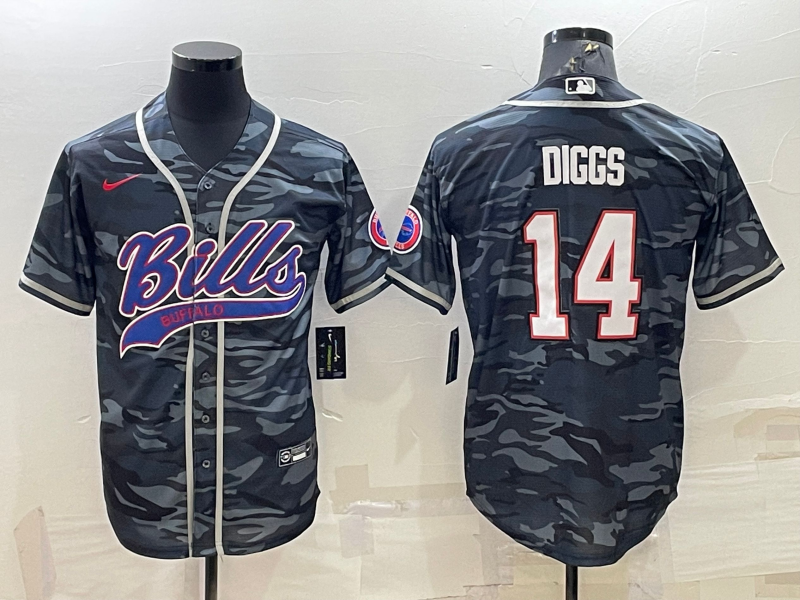 Men's Buffalo Bills Stefon Diggs #14 Grey Camouflage Game Jersey1 Joint Edition football jersey product view 1