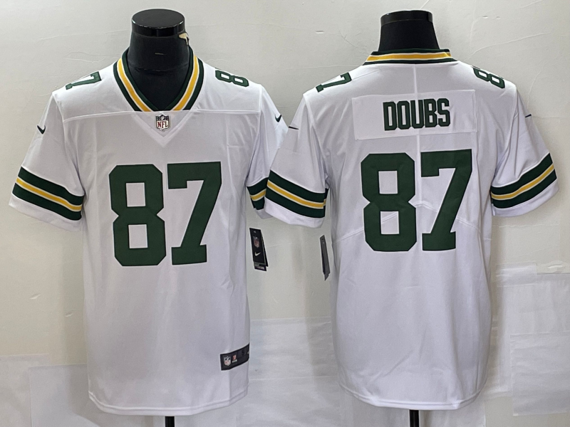 Men's Green Bay Packers Romeo Doubs #87 White Game Jersey1 football jersey product view 1