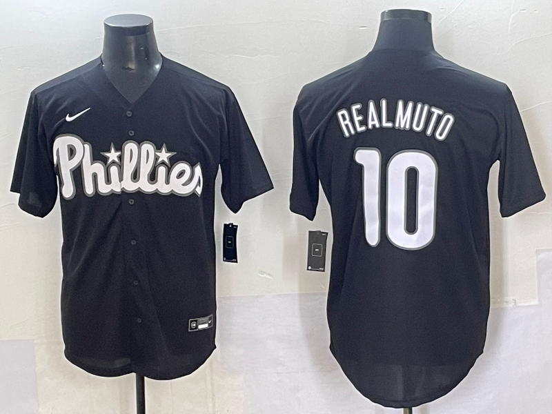 Men's Philadelphia Phillies JT Realmuto Black Lights Out Replica Jersey baseball jersey product view 1