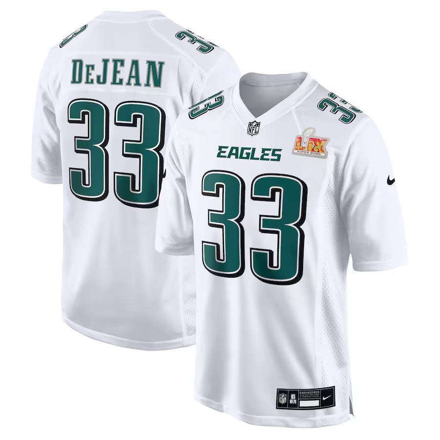 Men's Philadelphia Eagles Cooper DeJean Tundra White Super Bowl LIX Fashion Game Jersey football jersey product view 1