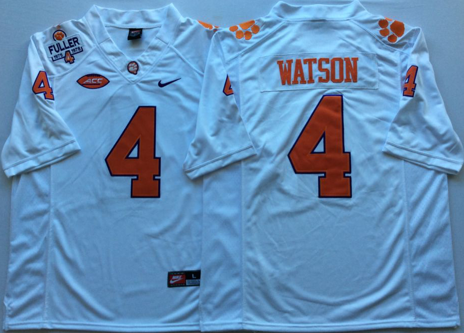 Men's Clemson Tigers Deshaun Watson White Game Jersey sports jersey product view 1