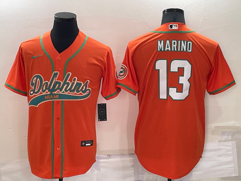 Men's Miami Dolphins Dan Marino Orange Game Jersey Joint Edition football jersey product view 1