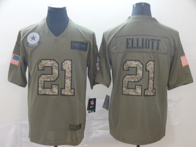 Men's Dallas Cowboys Ezekiel Elliott #21 Brown Authentic Game Jersey1 football jersey product view 1