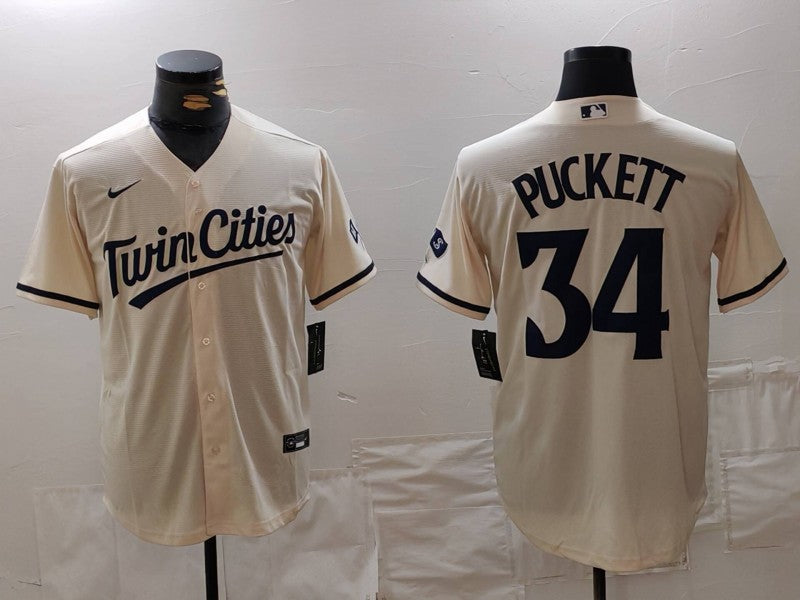 Men's Minnesota Twins Kirby Puckett Cream Limited Player Jersey baseball jersey product view 1