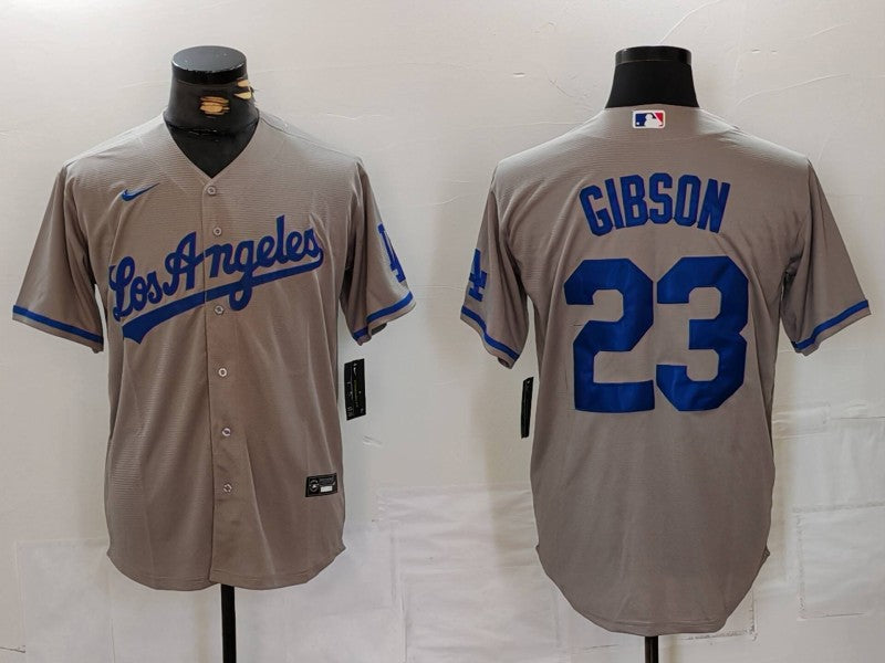 Men's Los Angeles Dodgers Kirk Gibson Gray Game Jersey baseball jersey product view 1