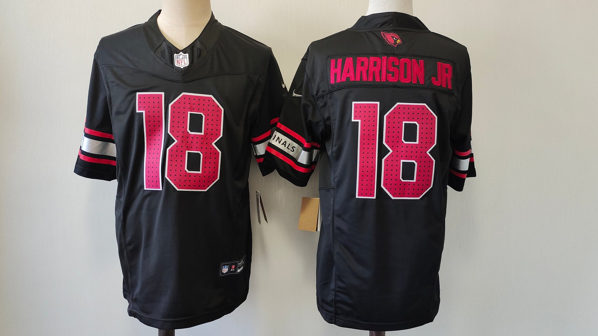 Men's Arizona Cardinals Marvin Harrison Jr. #18 Black Alternate Game Jersey football jersey product view 1